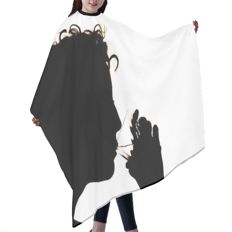 Personality  Silhouette Of The Girl Drinking Water Hair Cutting Cape