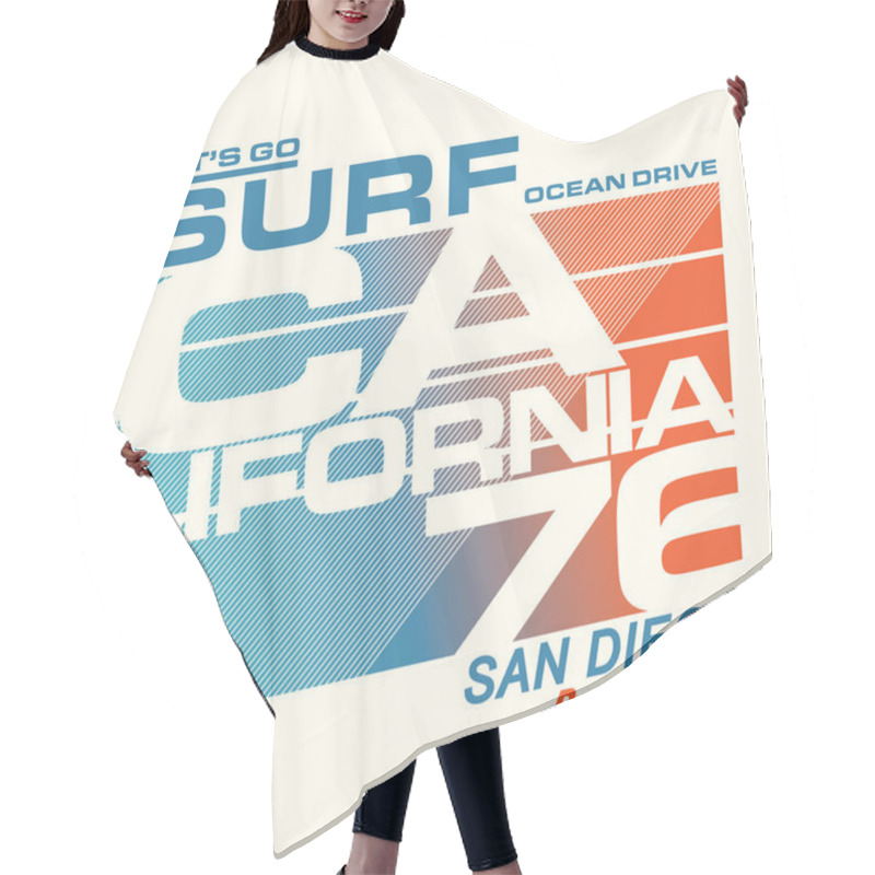 Personality  California Sport Surf Typography, Tee Shirt, Graphic Hair Cutting Cape