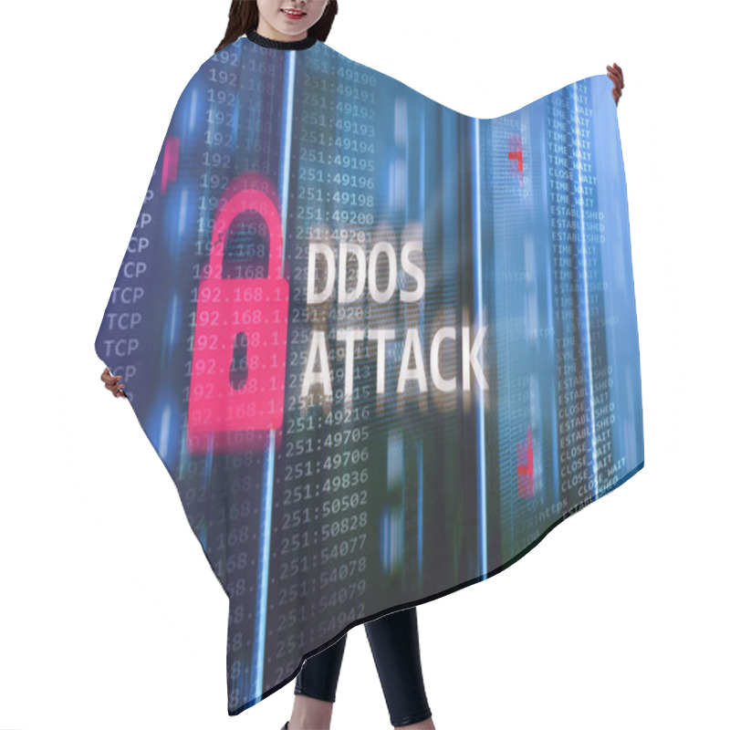 Personality  DDOS Attack, Cyber Protection. Virus Detect. Internet And Technology Concept. Hair Cutting Cape