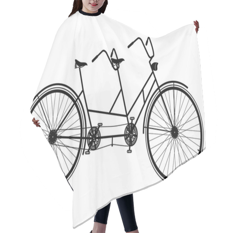 Personality  Tandem Bicycle Silhouette Hair Cutting Cape