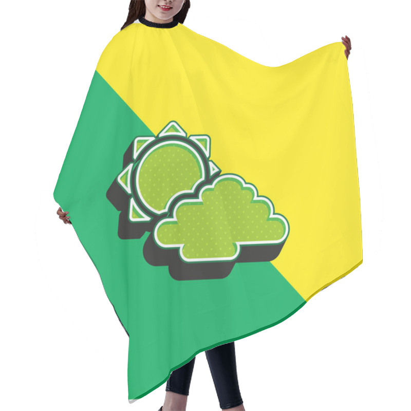 Personality  Big Sun And  Cloud Green And Yellow Modern 3d Vector Icon Logo Hair Cutting Cape