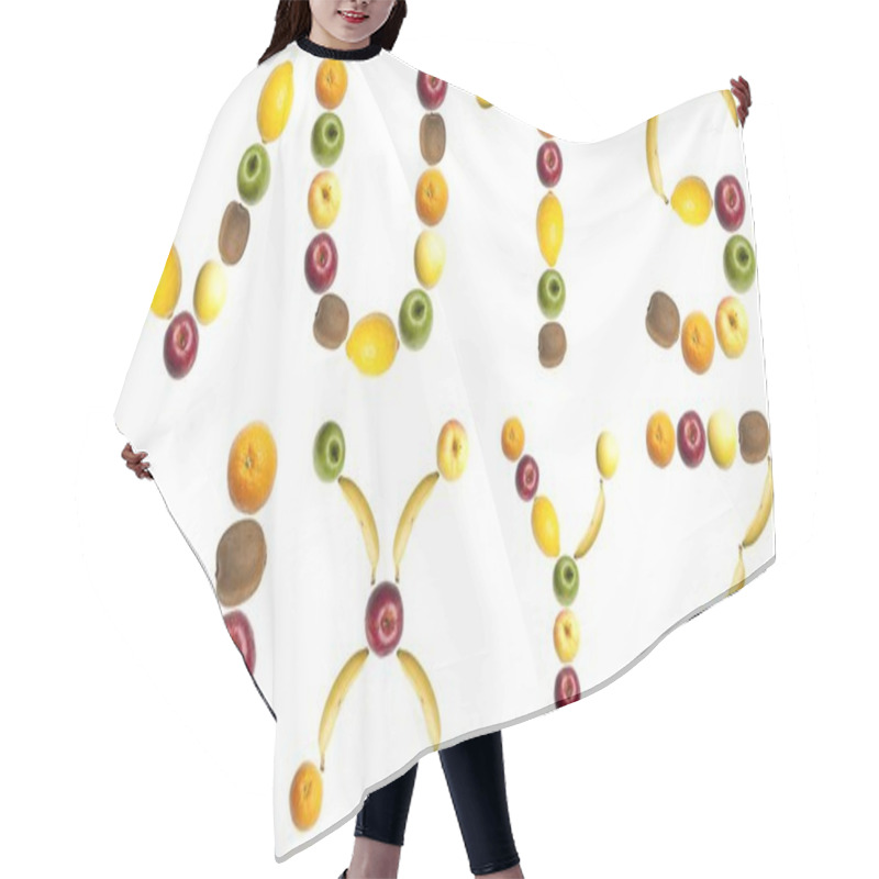 Personality  Letters Made Of Fruits Hair Cutting Cape