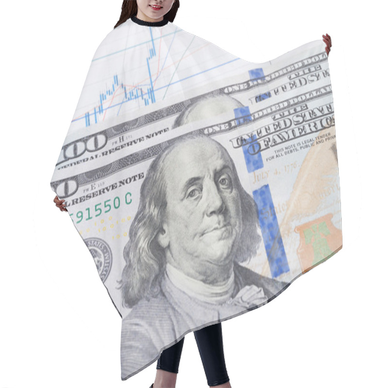 Personality  100 USA Dollars Banknote Over Stock Market Chart Hair Cutting Cape