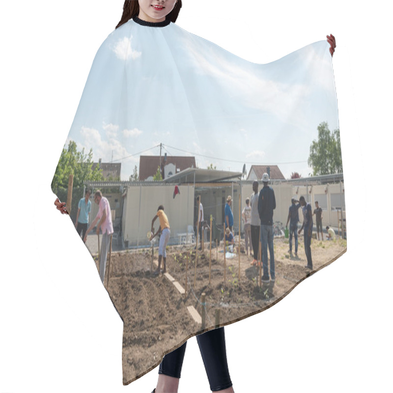 Personality  Gardening Activities In A German Refugee Camp Hair Cutting Cape