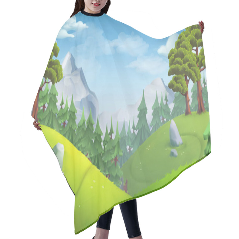 Personality  Forest. Nature Landscape. 3d Vector Background Hair Cutting Cape