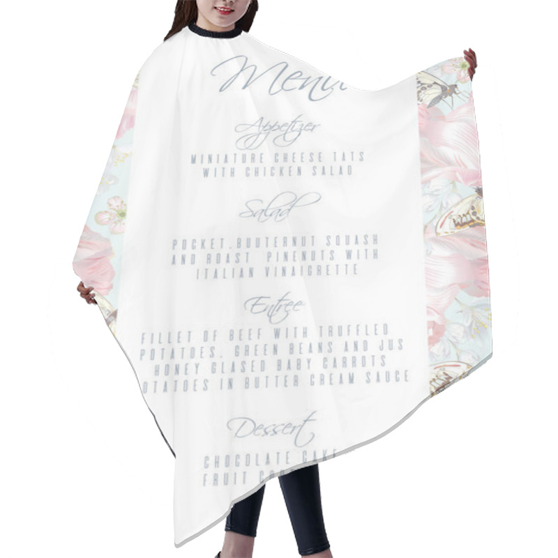 Personality  Tulip Butterfly Menu Hair Cutting Cape