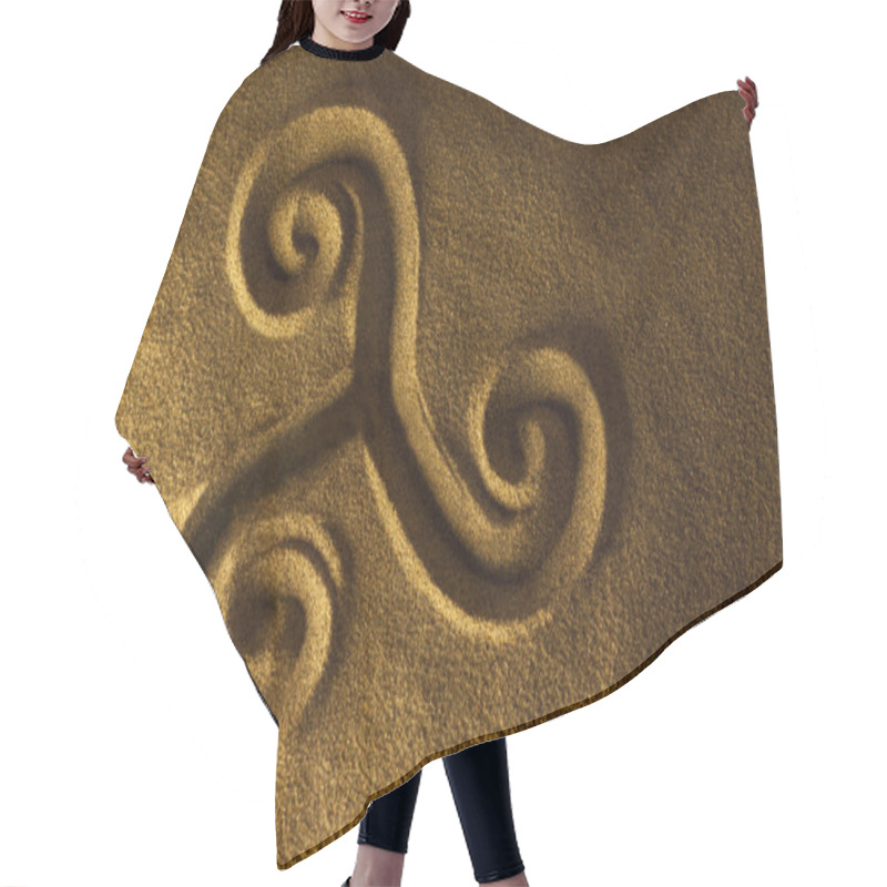 Personality  Celtic Triskele Hand Drawn In The Sand Hair Cutting Cape