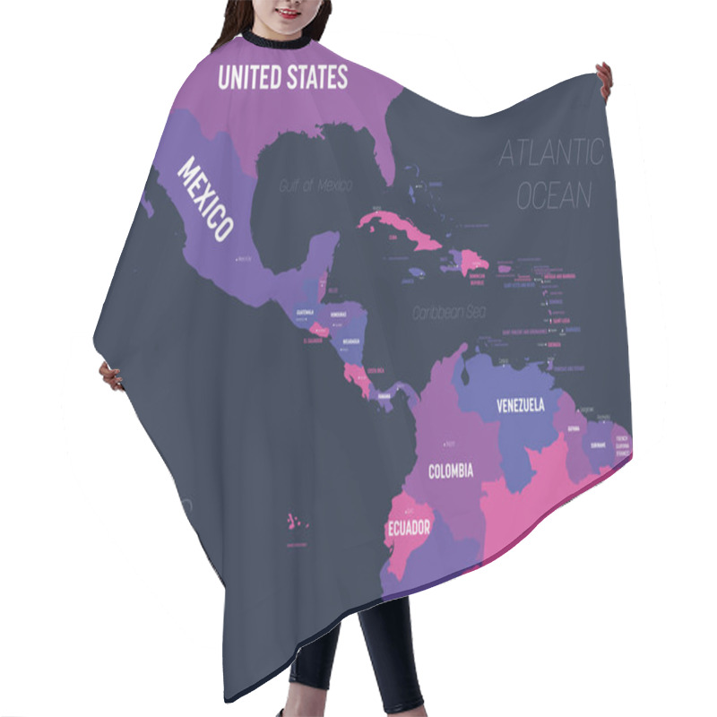 Personality  Central America Map. High Detailed Political Map Central American And Caribbean Region With Country, Capital, Ocean And Sea Names Labeling Hair Cutting Cape