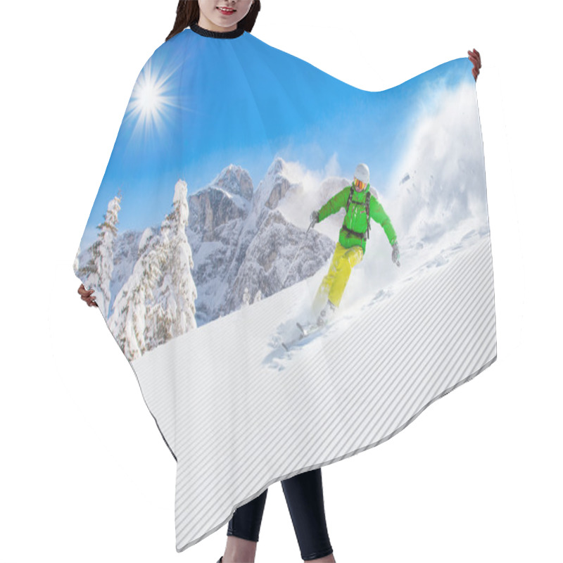 Personality  Skier Skiing Downhill In High Mountains Hair Cutting Cape