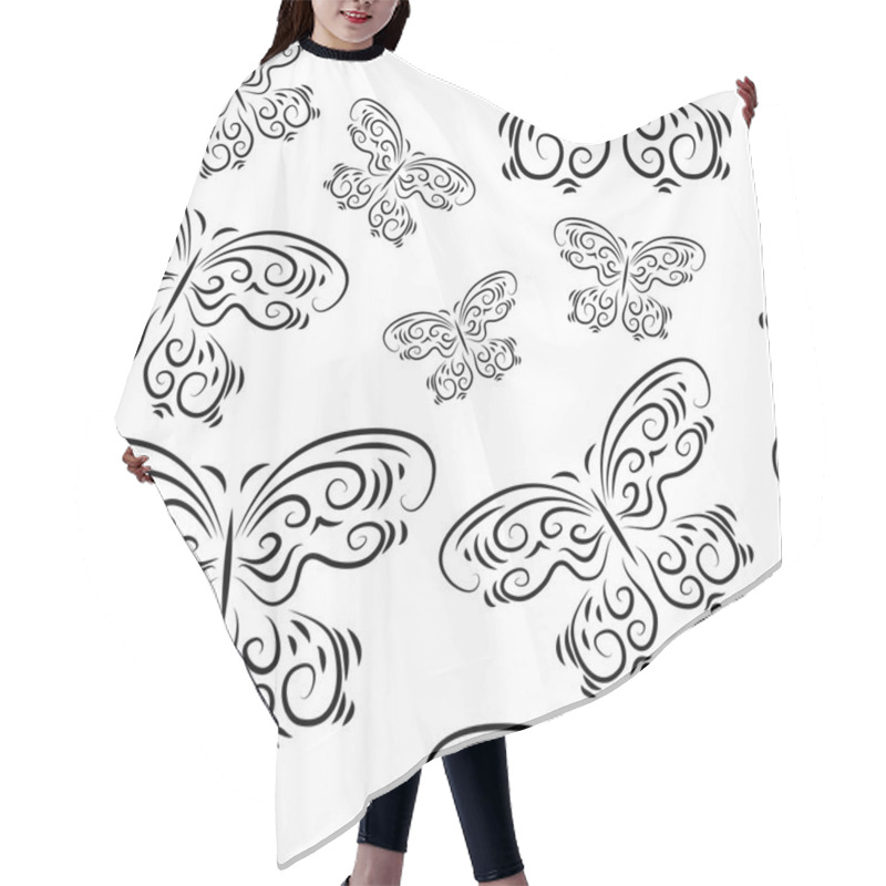 Personality  Seamless Background With Beautiful Butterflies Hair Cutting Cape