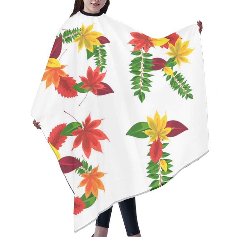 Personality  Set Of Autumn Letters Composed Of Beautiful Red, Yellow, Green And Orange Leaves. Autumn Alphabet. Q, R, S, T. Set Autumn Letters. Letters From The Leaves. Hair Cutting Cape