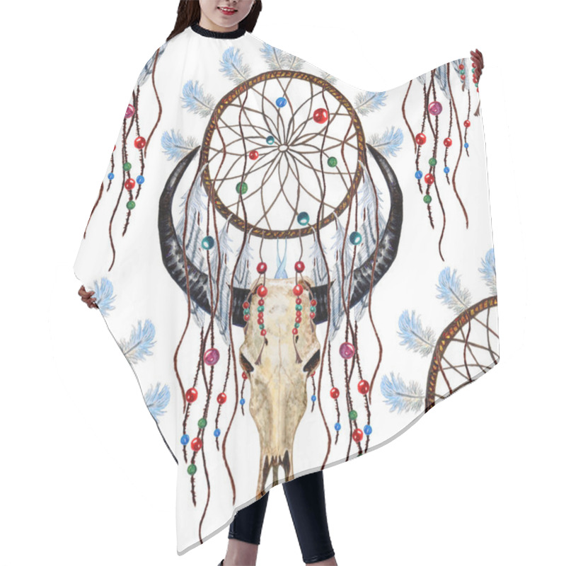 Personality  Buffalo Skull & Dreamcatcher Pattern. Hair Cutting Cape