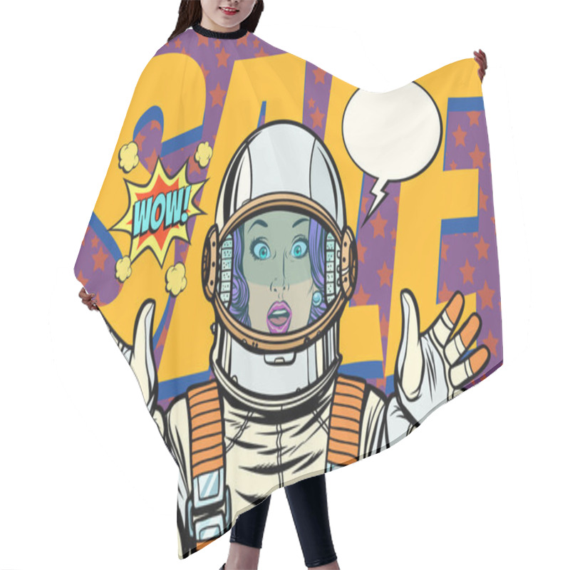 Personality  Discounts Sales Woman Wow Astronaut Retro Background Hair Cutting Cape