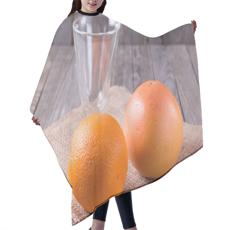 Personality  Fresh Orange And Grapefruit On A Wooden Background Hair Cutting Cape