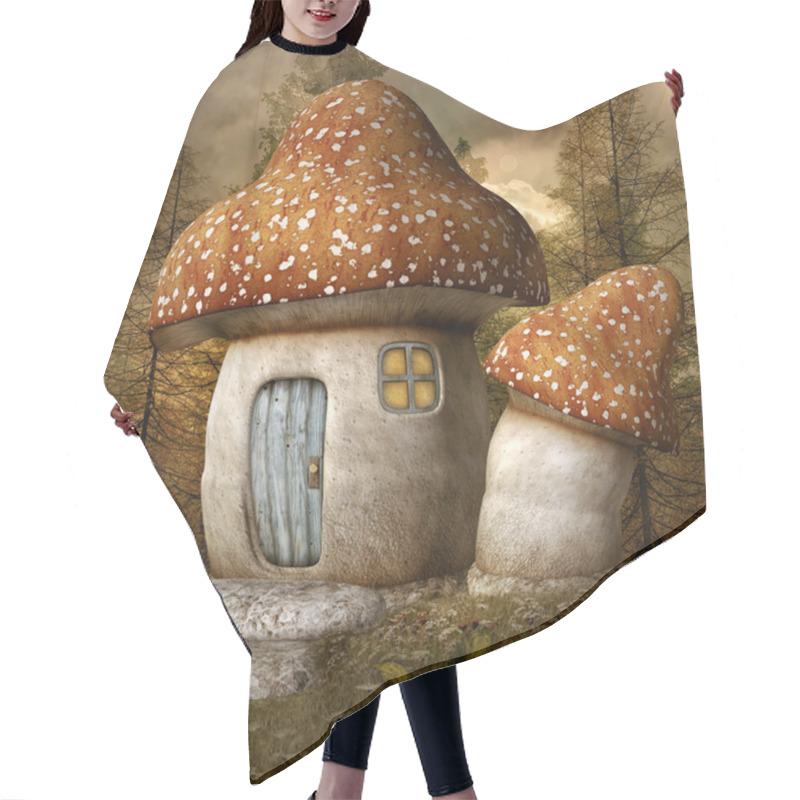 Personality  Mushroom House In Forest Hair Cutting Cape