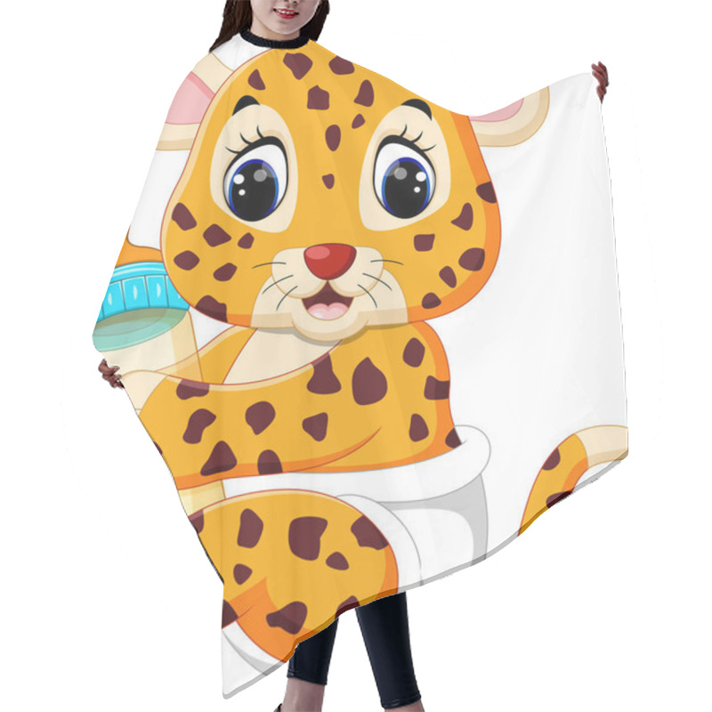 Personality  Illustration Of Cute Baby Tiger Hair Cutting Cape