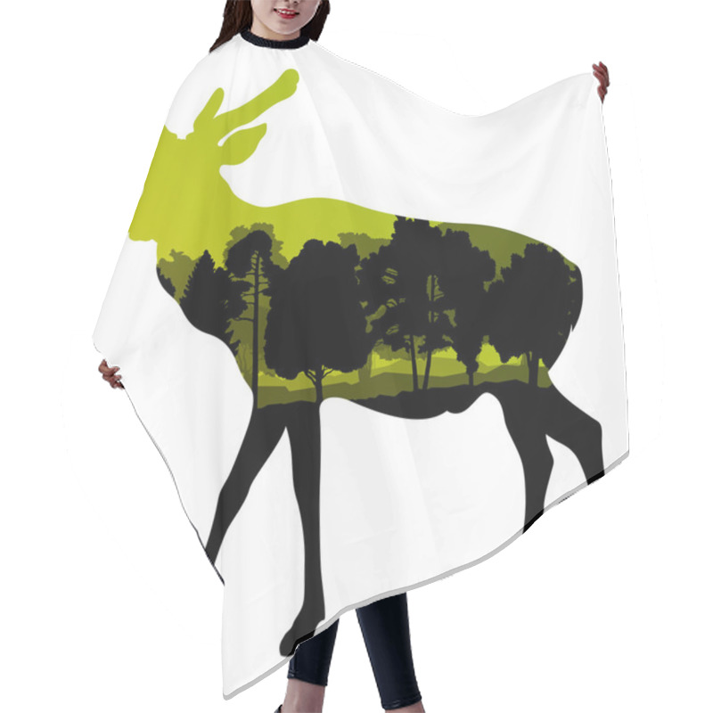 Personality  Deer Wild Animal Silhouette In Nature Forest Landscape Abstract  Hair Cutting Cape