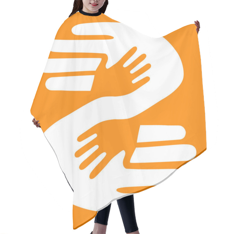 Personality  Illustration Of Abstract Hands On Orange And White, Children Protection Day Concept Hair Cutting Cape