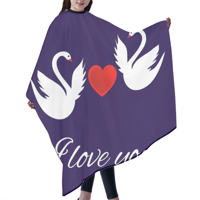 Personality  I Love You Greeting Card With A Heart And White Swan Hair Cutting Cape