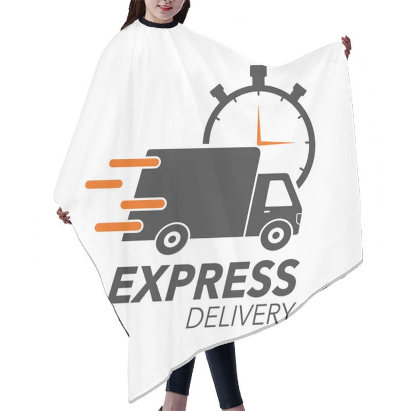 Personality  Express Delivery Icon Concept. Truck With Stop Watch Icon For Se Hair Cutting Cape