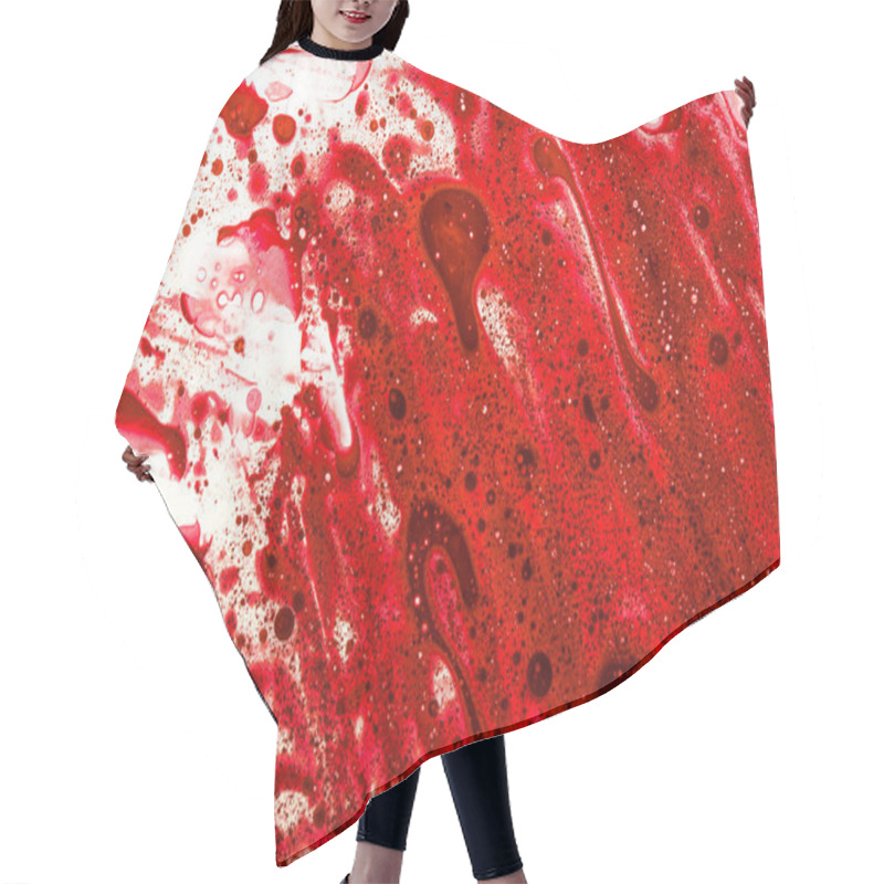 Personality  Top View Of Messy White Surface With Blood Stains Hair Cutting Cape