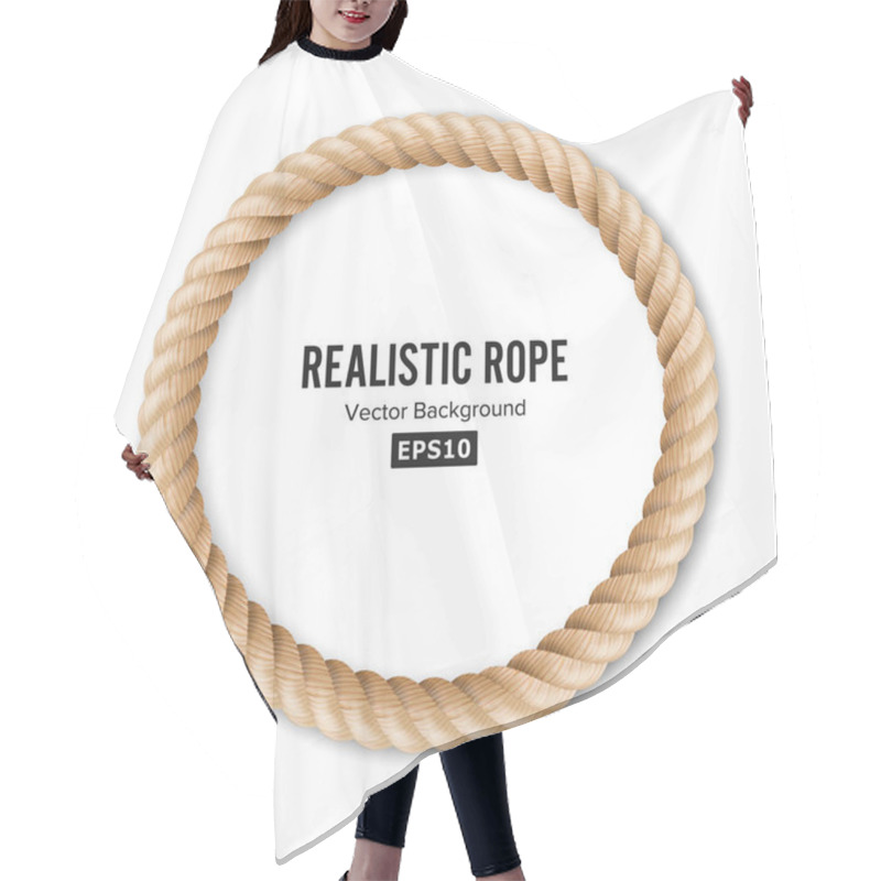 Personality  Realistic Rope Vector. 3D Circular Rope Isolated On White Background. Illustration Of Twisted Nautical Thick Line. Graphic String Cord With Soft Shadow. Hair Cutting Cape