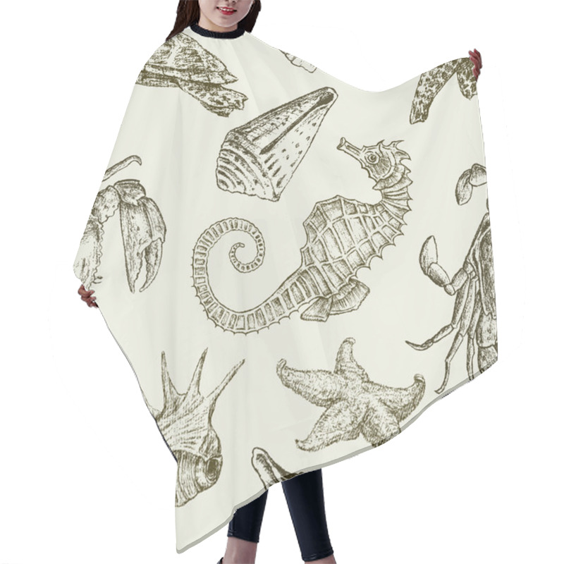 Personality  Sea Creatures Pattern Hair Cutting Cape