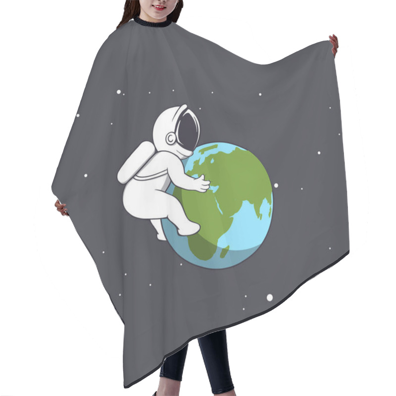 Personality  Cute Spaceman Holds To Earth .Vector Illustration Hair Cutting Cape