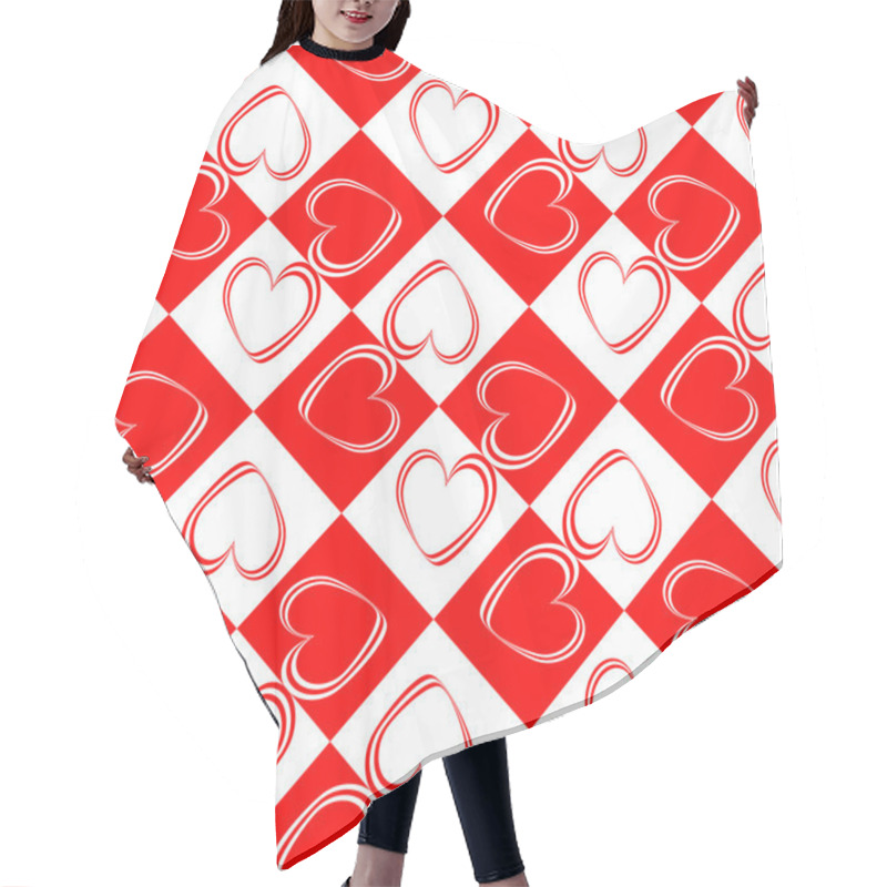 Personality  Design Seamless Red Hearts Pattern Hair Cutting Cape