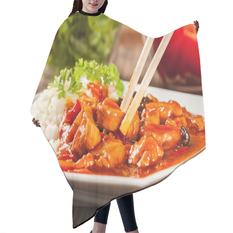 Personality  Sweet And Sour Chicken With Rice Hair Cutting Cape