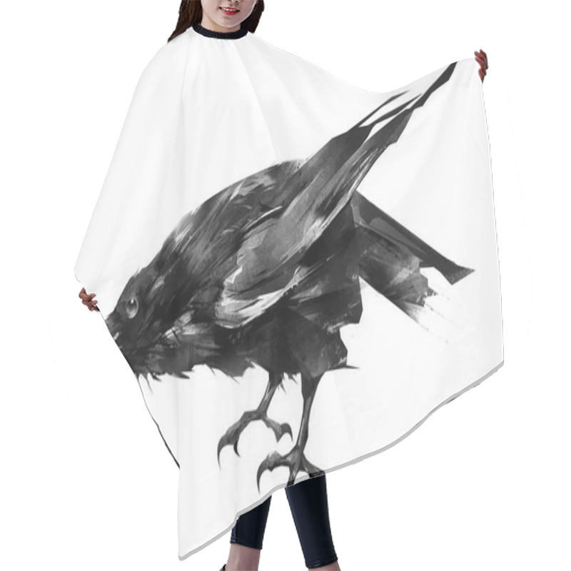 Personality  The Painted Bird Is A Raven Sitting On A White Background Hair Cutting Cape