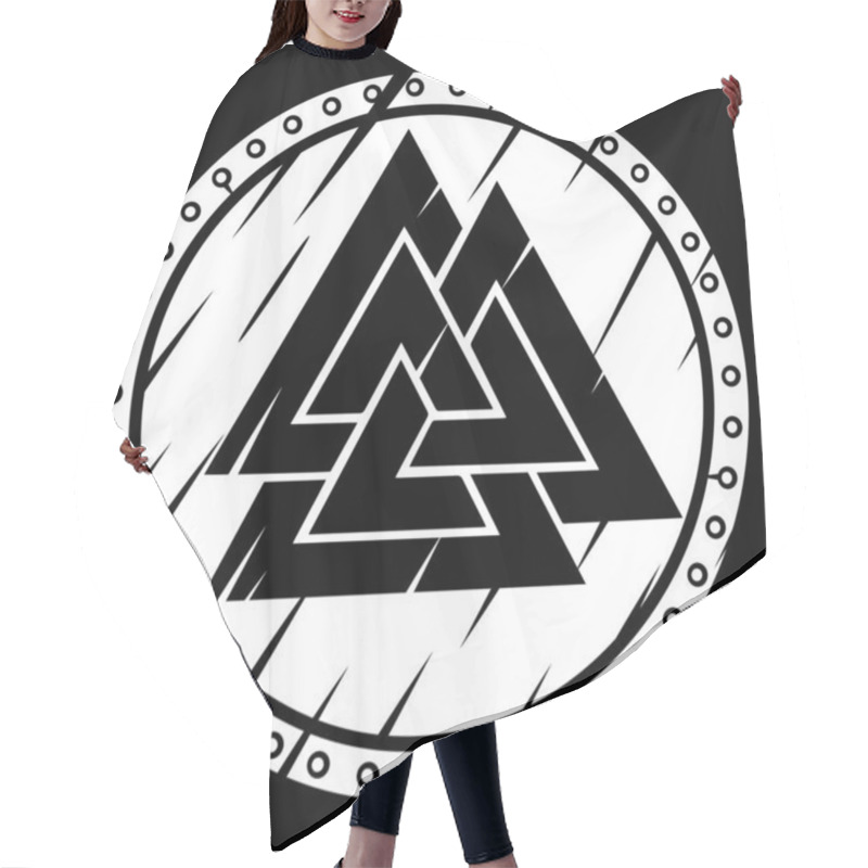 Personality  Scandinavian Viking Design. Viking Shield And The Sign Of The Old Norse God Odin - Valknut Hair Cutting Cape