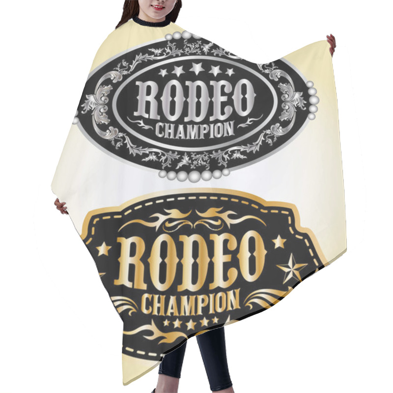 Personality  Rodeo Champion Cowboy Belt Buckle Vector Design Hair Cutting Cape