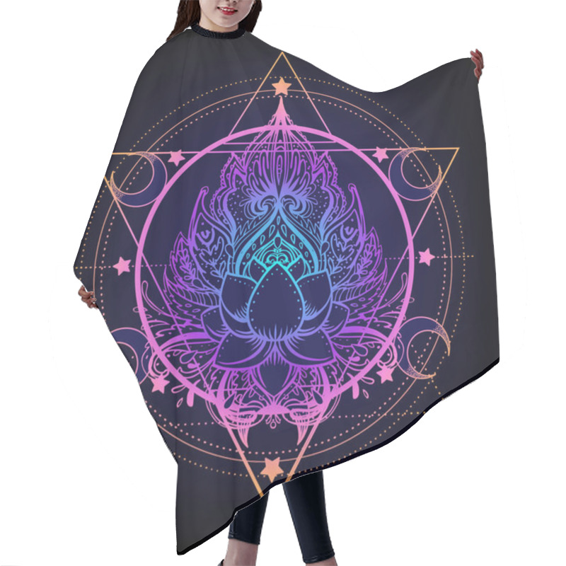 Personality  Sacred Geometry And Boo Symbol Set. Ayurveda Sign Of Harmony And Balance. Tattoo Design, Yoga Logo, T-shirt Textile. Colorful Gradient Over Black. Astrology, Esoteric, Religion. Hair Cutting Cape