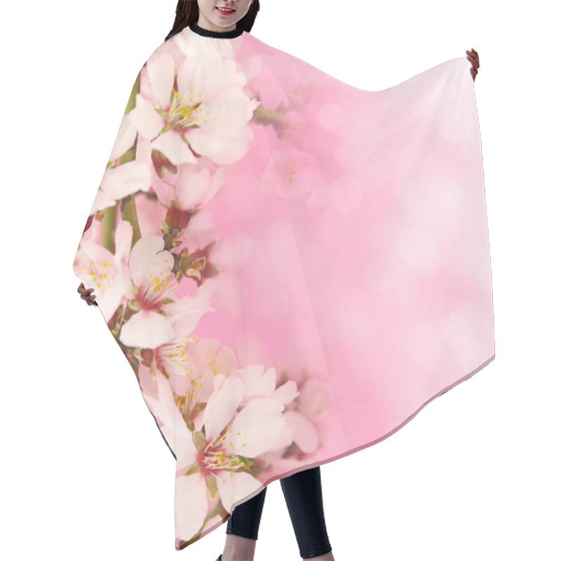 Personality  Flowers Blooming On Pink Background Hair Cutting Cape