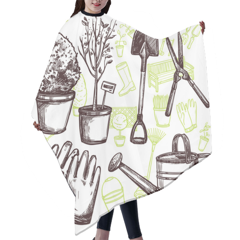 Personality  Garden Tools Sketch Concept Hair Cutting Cape