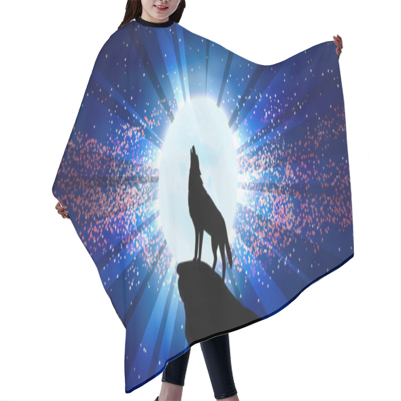 Personality  Wolf Howling At The Moon. Hair Cutting Cape