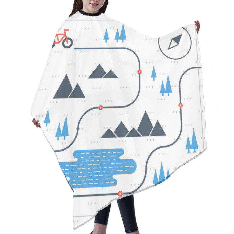 Personality  Cross Country Bicycle Map Hair Cutting Cape