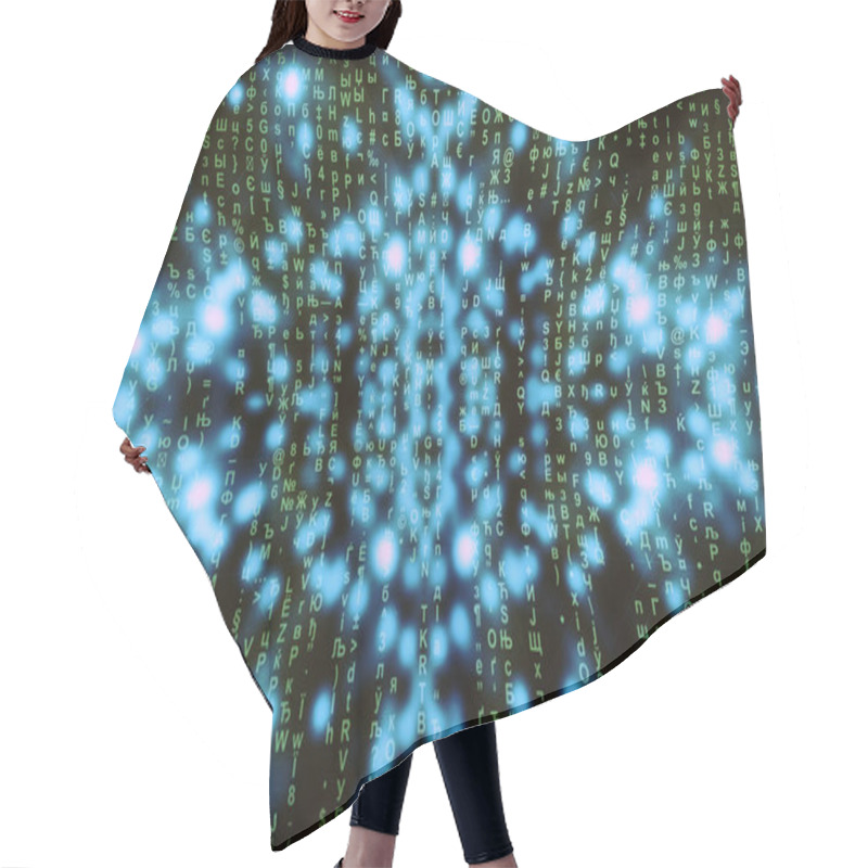 Personality  Blue Matrix Digital Background, Cyberspace Concept Hair Cutting Cape