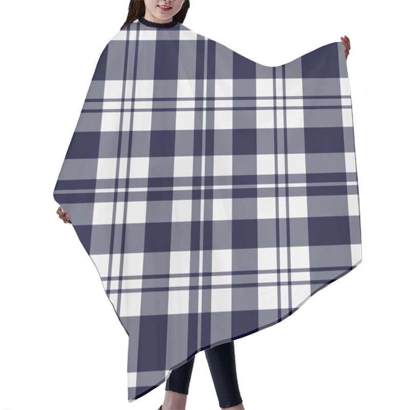 Personality  Seamless Blue, Black Tartan With Stripes Hair Cutting Cape