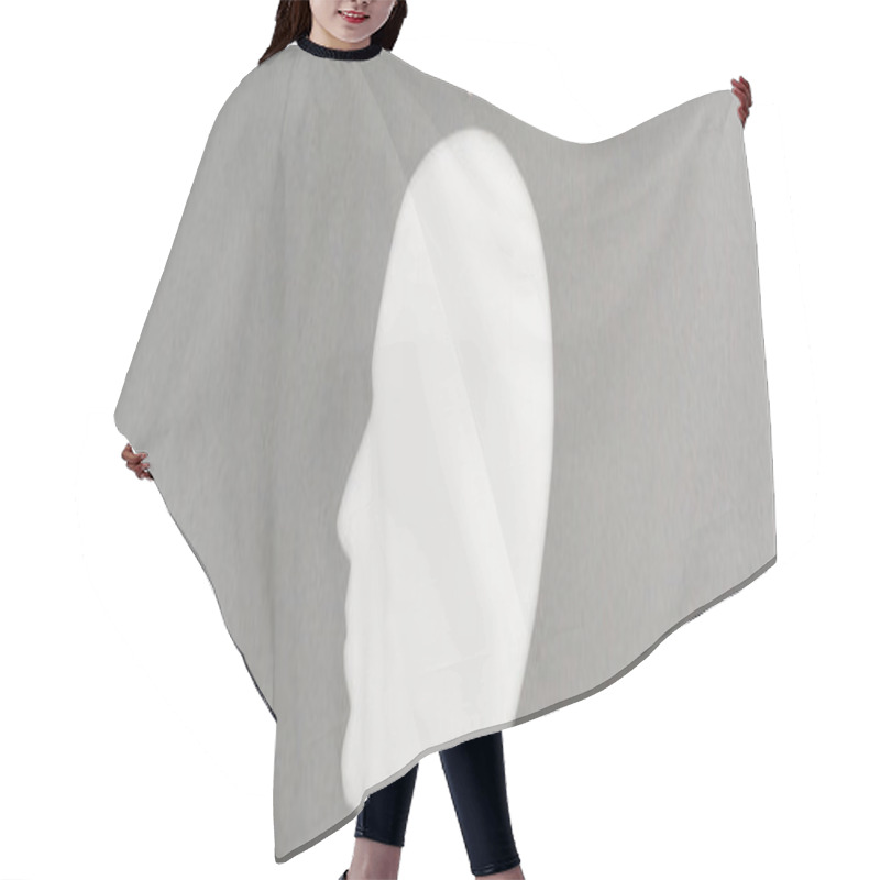 Personality  Top View Of Cut Out White Human Head With Gears Isolated On Grey, Panoramic Shot Hair Cutting Cape