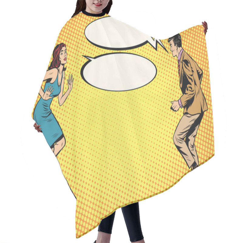 Personality  Retro Man And Woman Dancing Pop Art Hair Cutting Cape