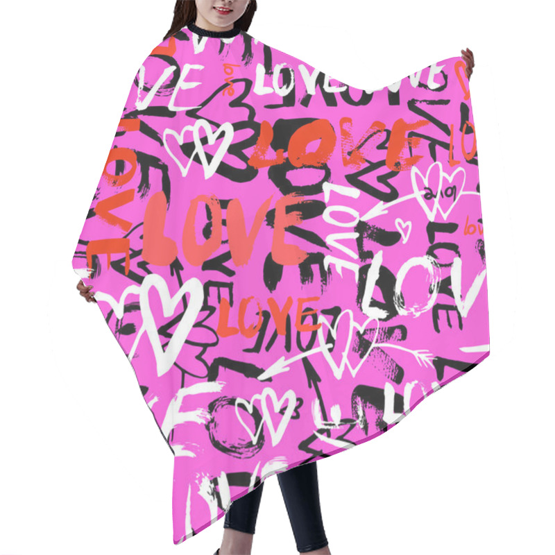 Personality  Pattern With Hand Painted Words Love Hair Cutting Cape