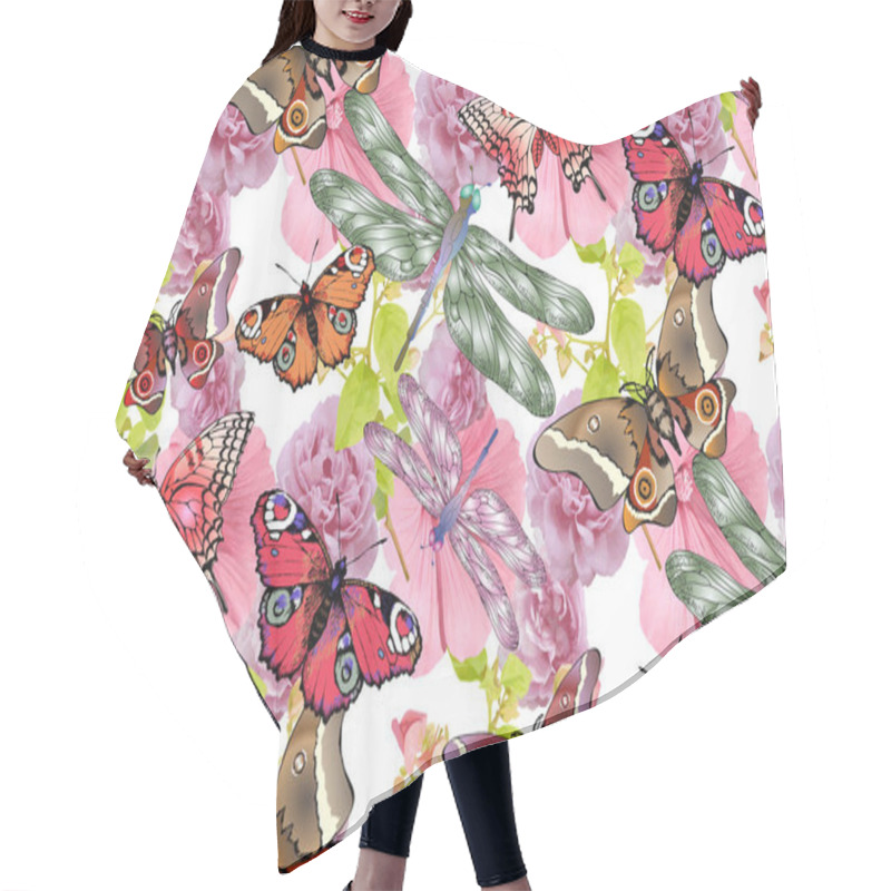 Personality  Fantastic Flowers And Butterflies. Seamless Pattern.  Suitable For Fabric, Mural, Wrapping Paper And The Like Hair Cutting Cape