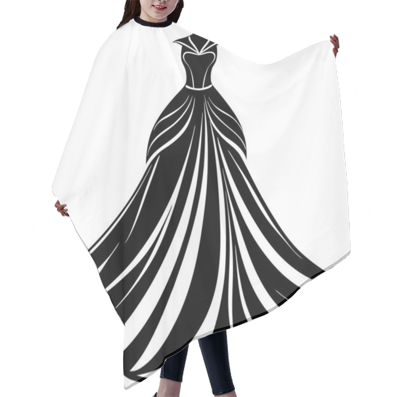 Personality  Regal Flowing Gown Dress For Girls Modern Fashion Vector Art Design Hair Cutting Cape