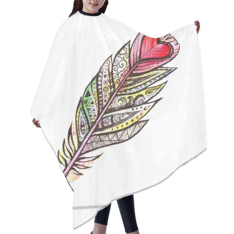 Personality  Ethnic Tribal Feather Hair Cutting Cape