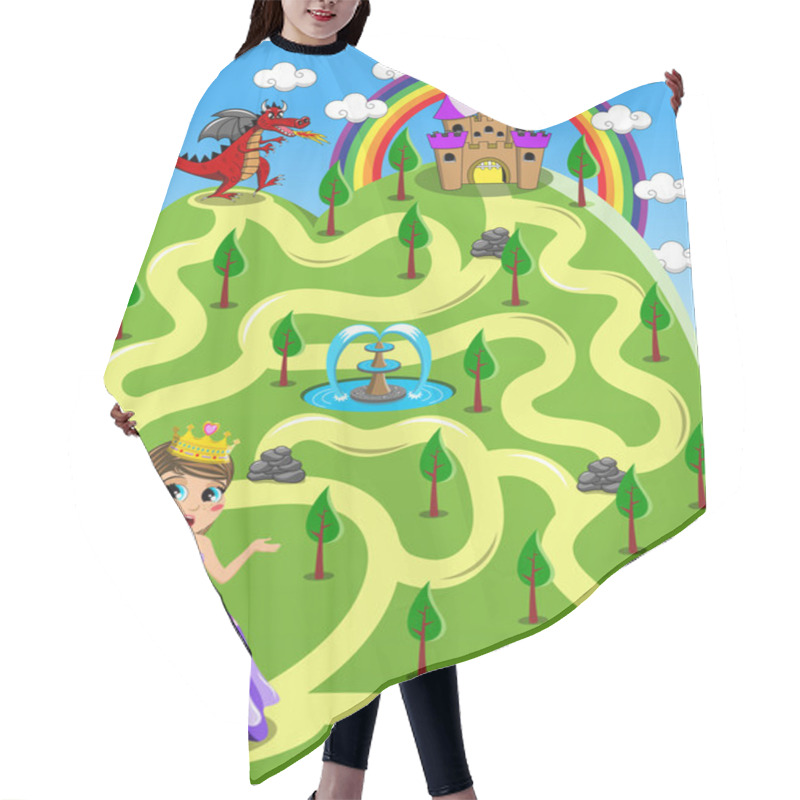 Personality  Maze Game: Kid Princess Castle And Red Dragon Hair Cutting Cape