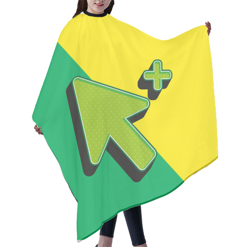 Personality  Add Selection Cursor Green And Yellow Modern 3d Vector Icon Logo Hair Cutting Cape