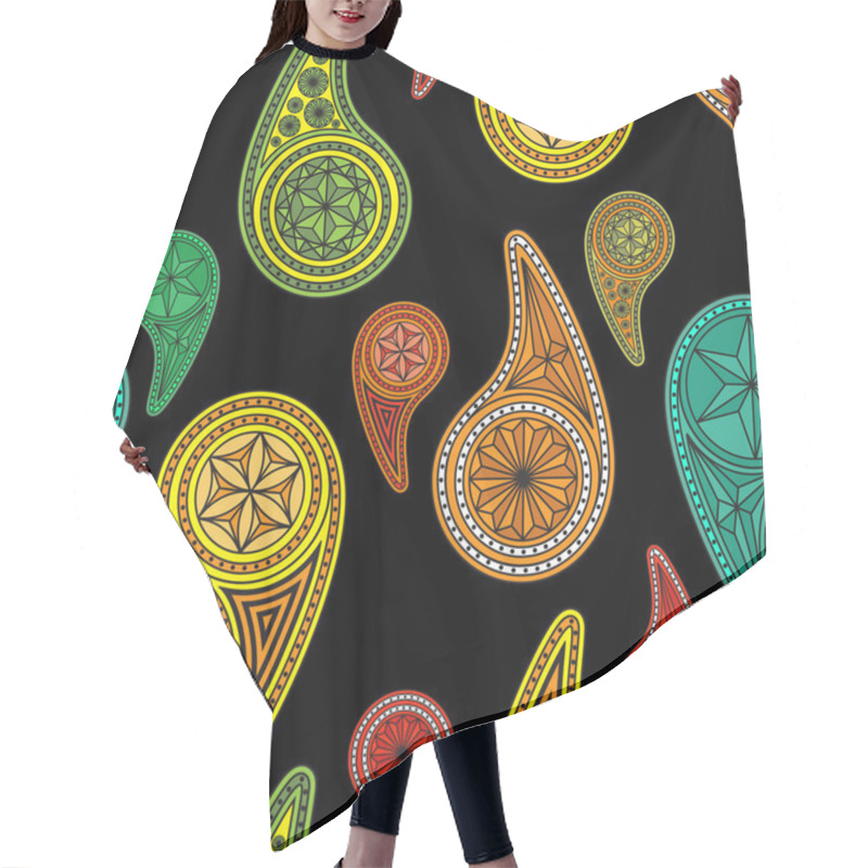 Personality  Seamless Pattern Based On Traditional Asian Elements Paisley Hair Cutting Cape