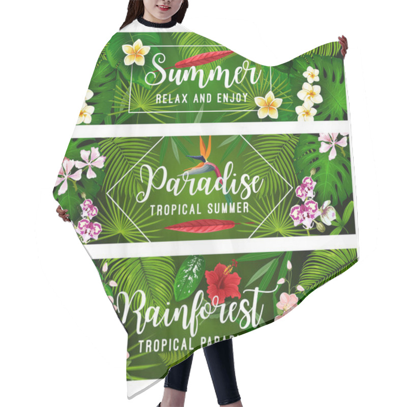 Personality  Tropical Summer Banner Of Palm Leaf And Flower Hair Cutting Cape